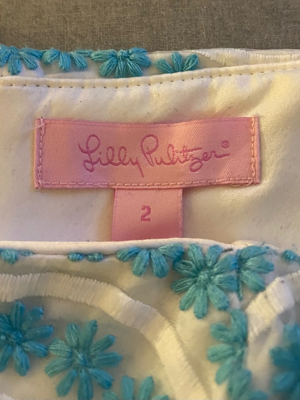 Lilly Pulitzer Strapless Aqua and White Wave-Print Dress - Picture 2 of 4